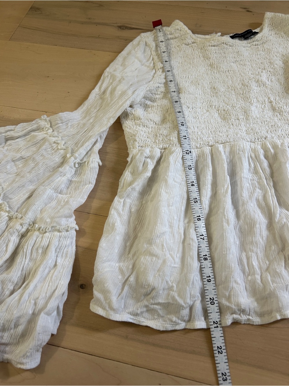 American Eagle Outfitters Bell Sleeve Smocked Top Boho Festival Size M White - Picture 4 of 12